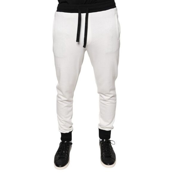 Dolce & Gabbana White Cotton Slim Men Jogger SweatMen's Men's Pants